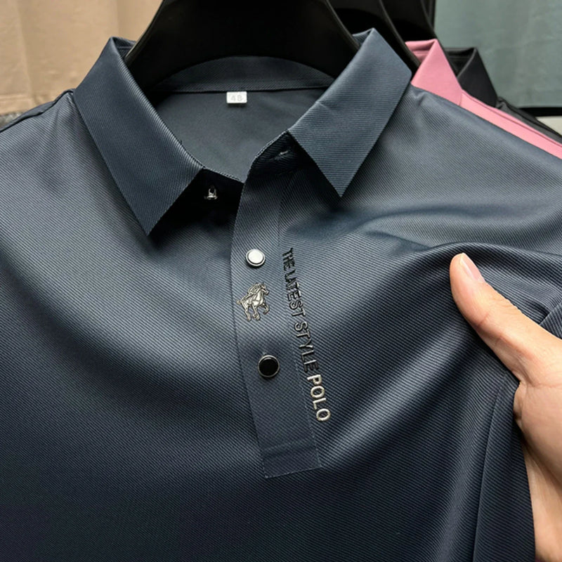 Polo Ice Silk Bordada - Estilo Casual e Elegância